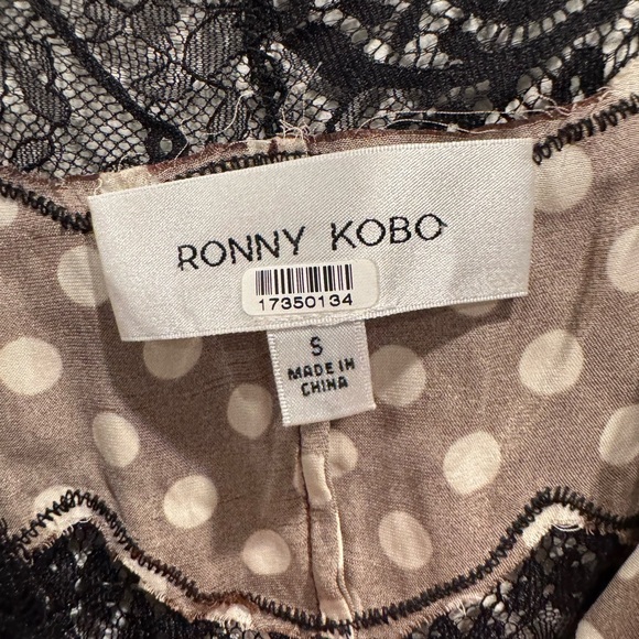 Ronny Kobo brown polka dot lace Holliday slip dress - Picture 7 of 10